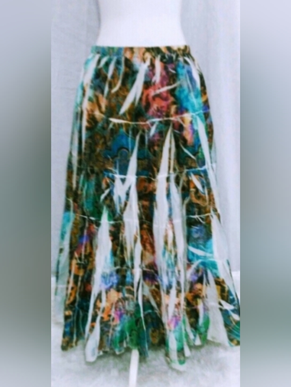 Kaktus Bohemian Gypsy Floral Maxi Skirt Plus Size 14-16 Flowy Boho Chic Summer